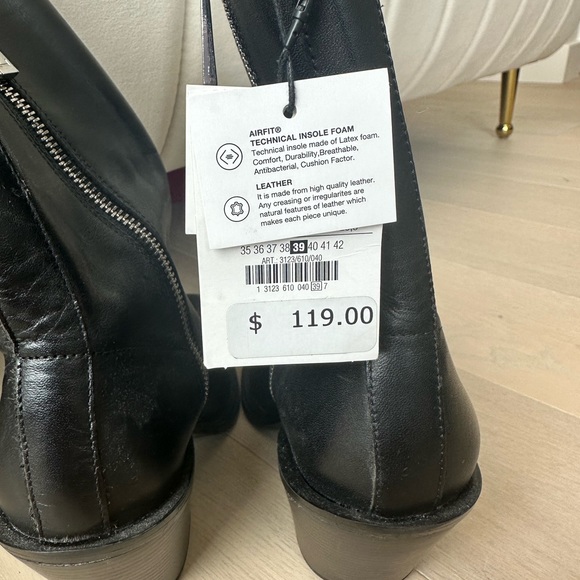 Zara long square toe heeled boots made of leather - Picture 2 of 6